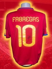 Hand Signed CESC FABREGAS Spain Retro Home Shirt World Cup - Proof