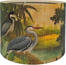 Bamboo Drum Lamp shade table lamps  floor lamps W/ Tropical Colorful Animals