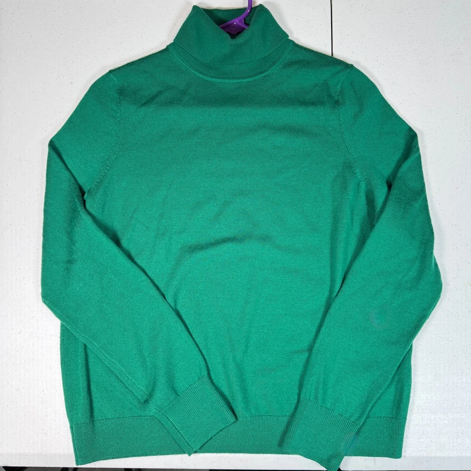 Suéter Boden Mujer Talla 8 Verde Cuello Alto Lana Merino Preppy Clásico Vacaciones Foto 3 de 4