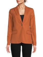 Calvin Klein Women's Solid Shoulder padding pockets Blazer Orange Size 2 159