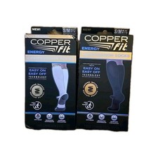 Copper Fit Energy Knee High Compression Socks Size S/M Black White Lot of 2