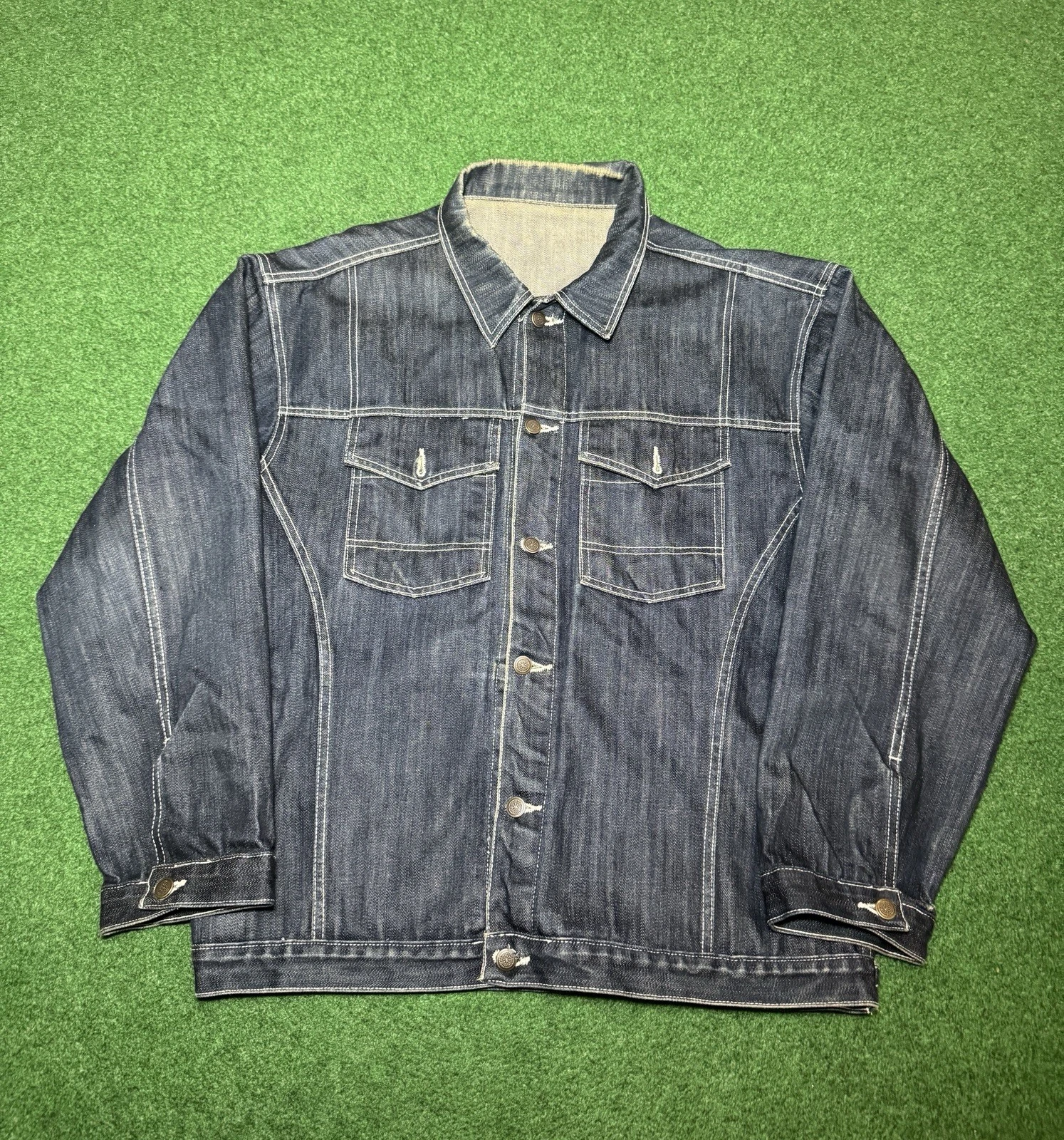 Denim Jacket XXL Baggy Hip Hop 90s Y2K Dark Wash Jean Jacket