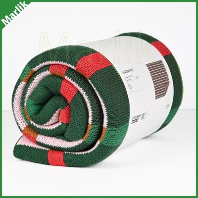 Ikea Vinterfint Throw Blanket Multicolor Green Red, Christmas 51x67'' Cotton, New