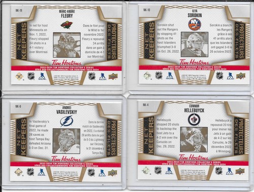 2023-24 Upper Deck Tim Hortons Net Keepers Set # NK-1-NK18 - Picture 2 of 2