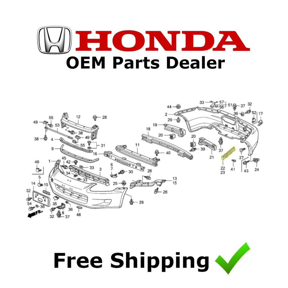 Honda S2000 2000-2009 paso trasero. Soporte de retención espaciador de parachoques lateral derecho NUEVO OEM Foto 4 de 4