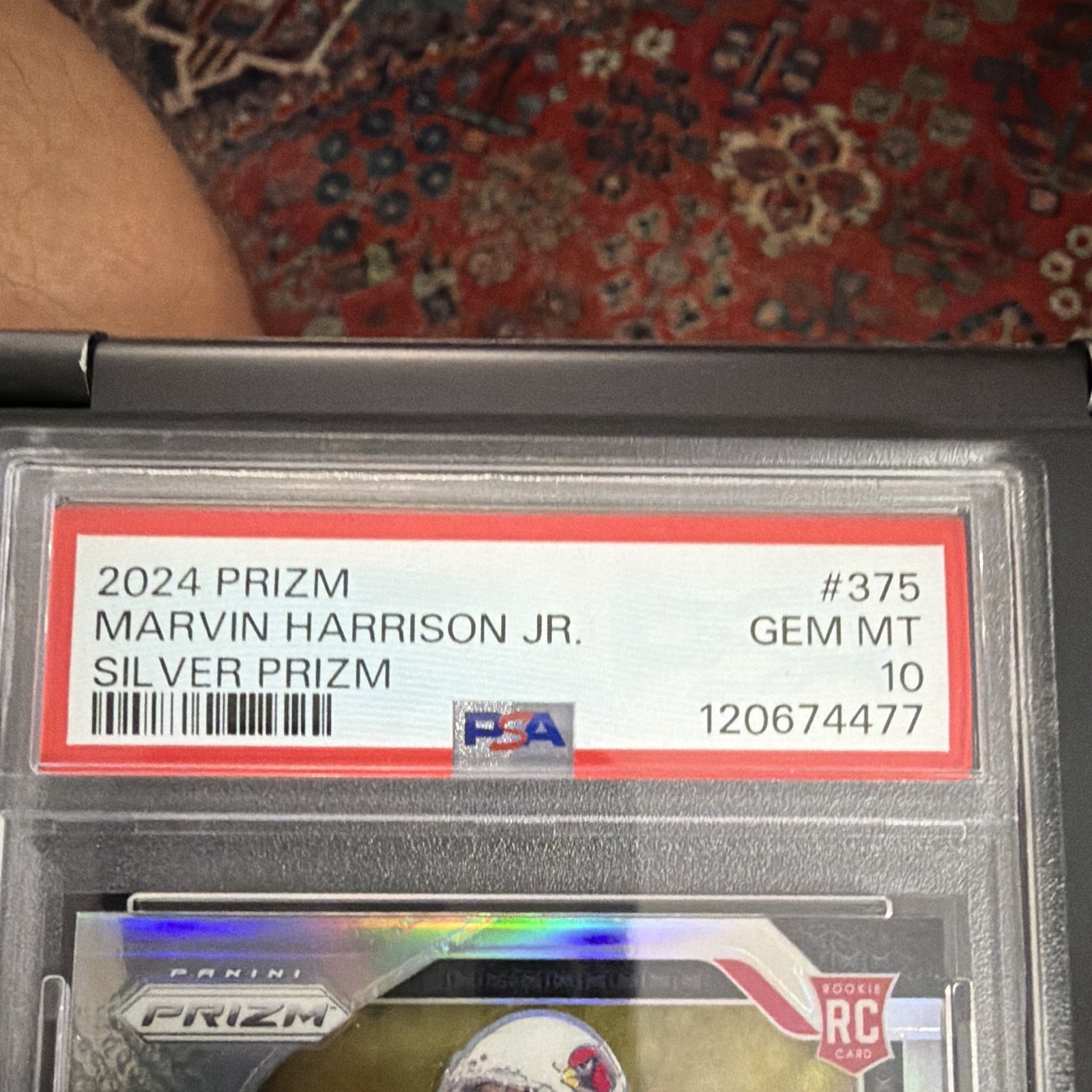 Panini 2024 Prizm Rookies Marvin Harrison Jr. #375 Silver Prizm RC PSA 10 view 2