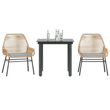 Garden Dining Set Brown and Light Grey PE Rattan