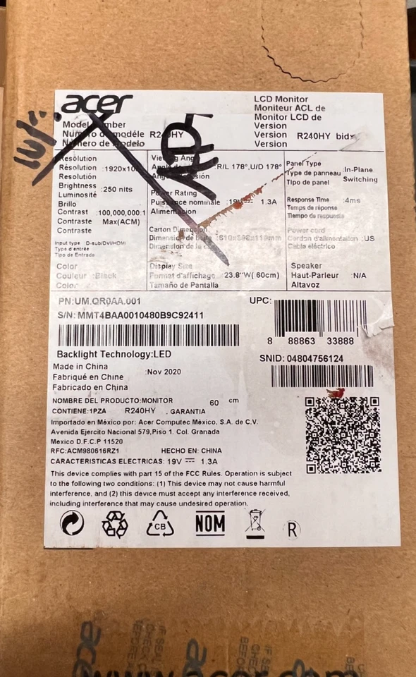 Acer R240HY bidx 23.8 inch Widescreen IPS LCD Monitor - Image 3 of 3