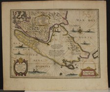 SOUTHERN SOUTH AMERICA 1645ca HONDIUS & JANSSONIUS UNUSUAL ANTIQUE ORIGINAL MAP