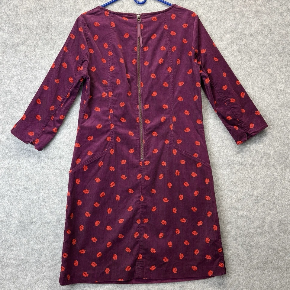 Boden Vestido Pana UK 12 Borgoña Manga 3/4 Mujer Damas Hasta la Rodilla Foto 2 de 4