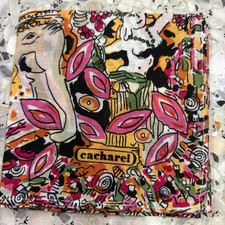 ART VINTAGE JAPAN ABSTRACT PINK FLORAL HANKY WOMAN POCKET SQUARE COTTON 18" W171