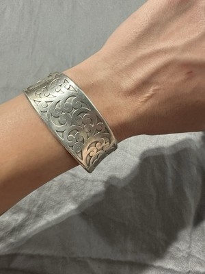 Lois Hill LH Scrolled Sterling Silver Bangle Bracelet .925 Solid