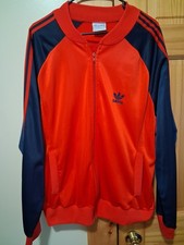 Vtg 80s Adidas ATP Keyrolan Track Jacket Red Mens L Made In USA Full Zip