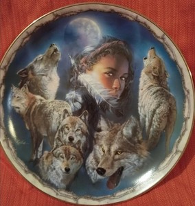 Bradford Exchange Eyes of the Soul Mystic Maidens Wolf Porcelain Plate Ernie Ci…
