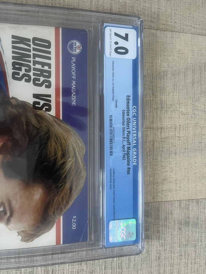 CGC 7.0 "Top Pop" 1982 Edmonton Oilers vs LA Kings Playoffs  Mark Messier - Image 2 of 4