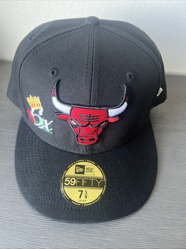 Chicago Bulls New Era 6x NBA Finals Champions Black 59FIFTY Fitted Hat Cap 7 5/8