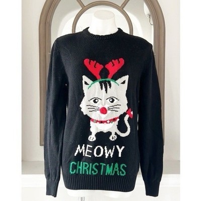 Imagine 8 large meowy chritmas ugly Christmas sweater funny shirt knit Santa
