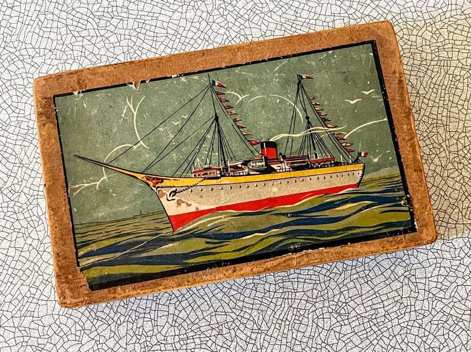 Jeu de cubes en bois en boite d'origine, jeu ancien, début XXè - Photo 3/4