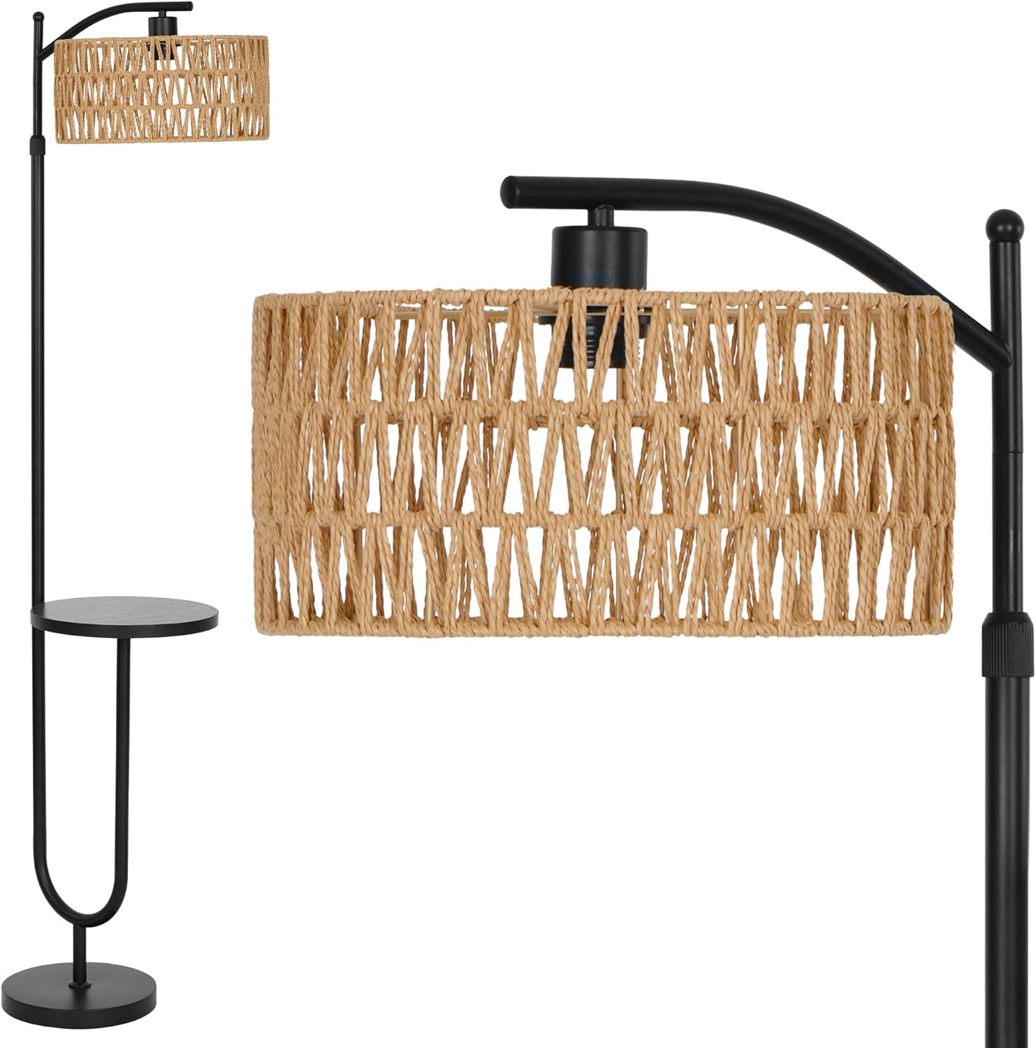 Lampada Terra Rattan Nera Offerta: Piantana Vintage Retrò Soggiorno
