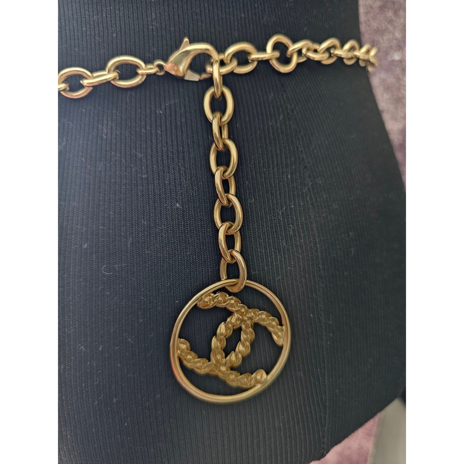 CHANEL Interlocking CC Logos Charm Rhinestone Gol… - image 6