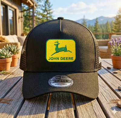 John Deere Embroidered Logo Mesh Trucker Hat Adjustable Snapback