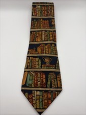 Vintage Alynn Neckwear Ex Libris Books Silk Tie 57" x 3.75" Made in USA Teacher