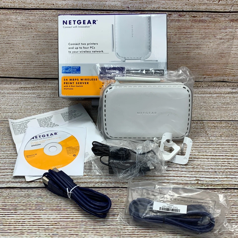 NETGEAR WGPS606 54 Mbps Wireless Print Server With 4 Port Switch Unused - Image 4 of 4