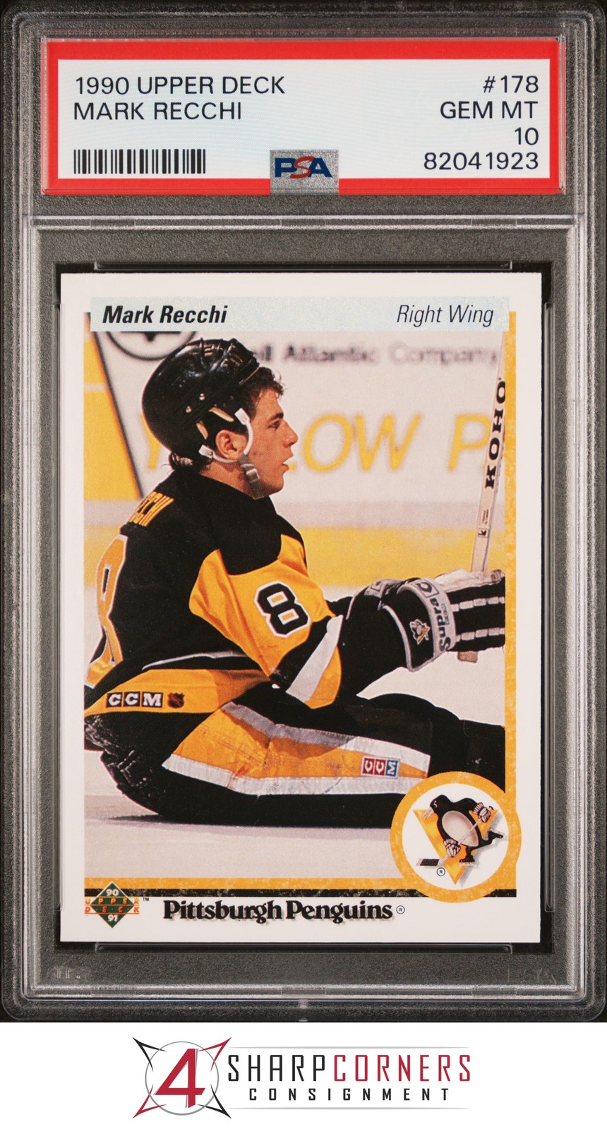 1990 UPPER DECK #178 MARK RECCHI RC PENGUINS HOF PSA 10