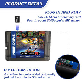 Megadrive Genesis 3000-in-1 Pro Game Cartridge for SEGA Mega Drive Console