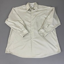 Van Heusen Button Down Shirt Mens XL Tan Poplin Long Sleeve Made in USA 17 32/33