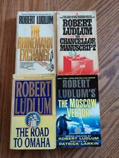 Robert Ludlum 4 Paperback Books MOSCOW VECTOR ROAD TO OMAHA RHINEMANN EX...
