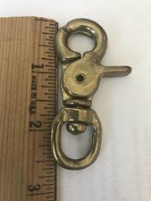 Lot of 7 vintage solid brass 2 1/2 " marine Snap hooks with swiveling eye bolts