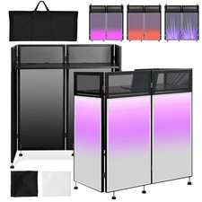 Kokorona Portable DJ Booth 43"L x 20"W x 45"H, DJ Facade Booth with Black W...