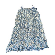 Joyspun Floral Maxi Dress Womens Size 4X 26W-28W Blue White Floral Sleeveless