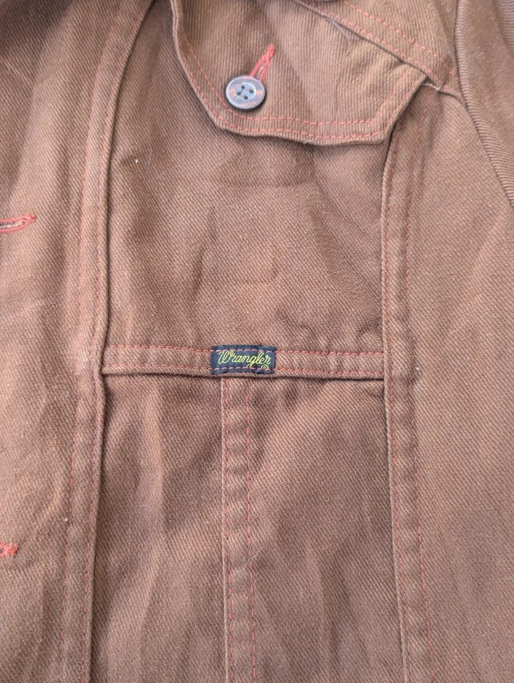 复古 20 世纪 70 年代牧马人夹克棕色 L 码 — 第 3/4 张图片