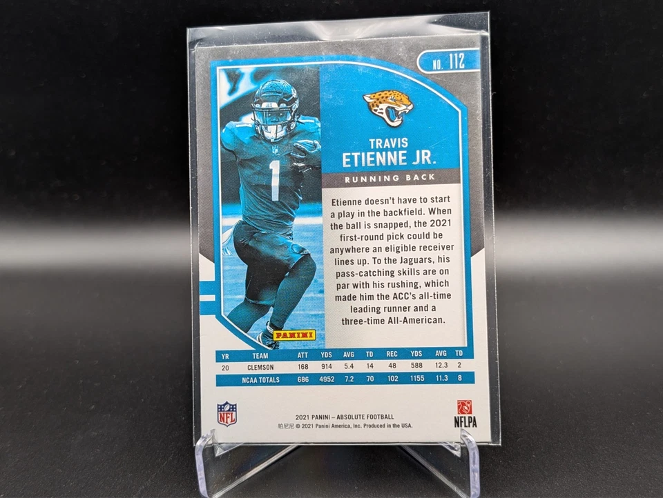 2021 Panini Absolute TRAVIS ETIENNE #112 Rookie Jacksonville Jaguars RC - Image 2 of 2