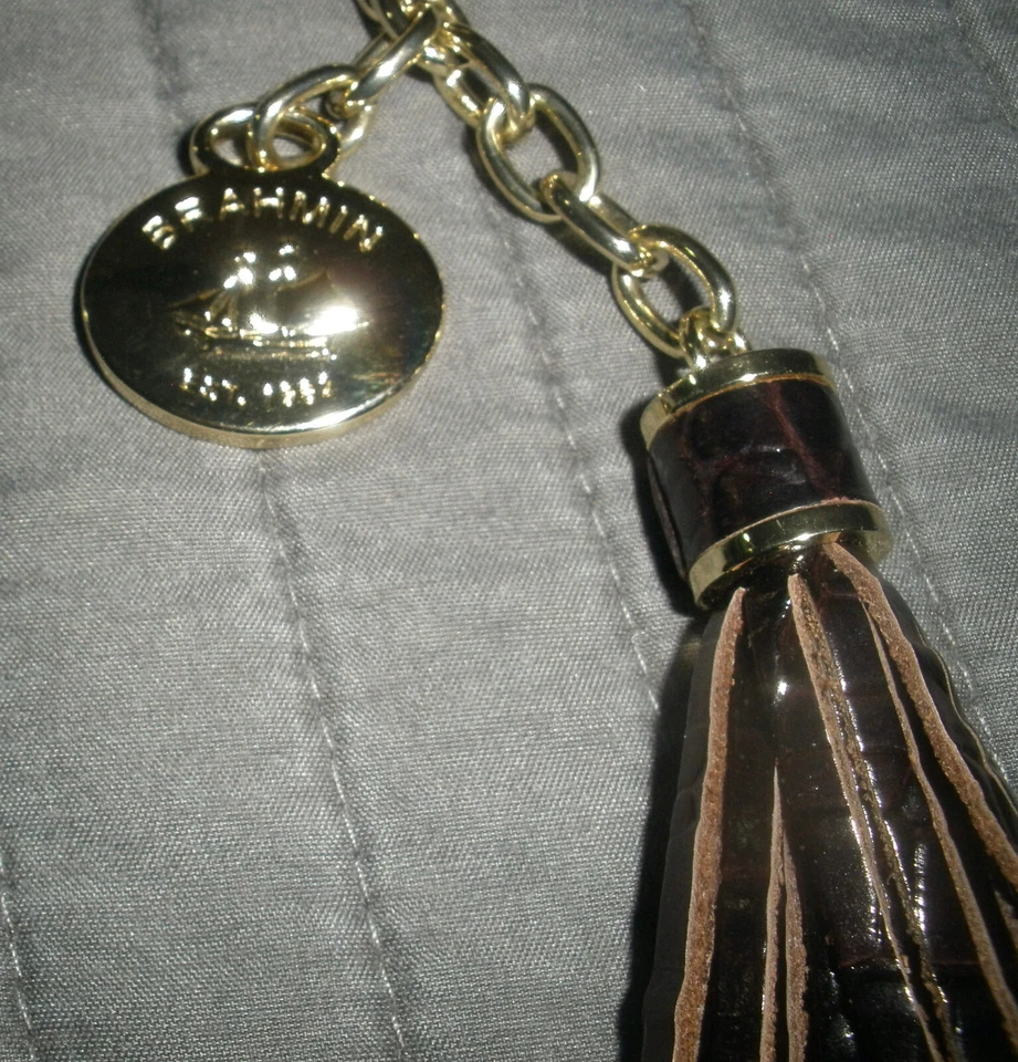 Brahmin Graphite Tassel Ring Charm Melbourne Croc Embossed Leather - Image 3 of 4