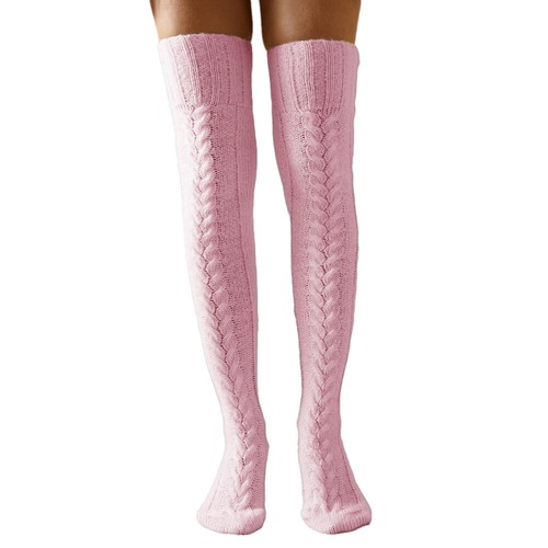 Women Warm Winter Knitted Socks Over Knee Long Thigh High Boot Girl's Stockings - Picture 13 of 29