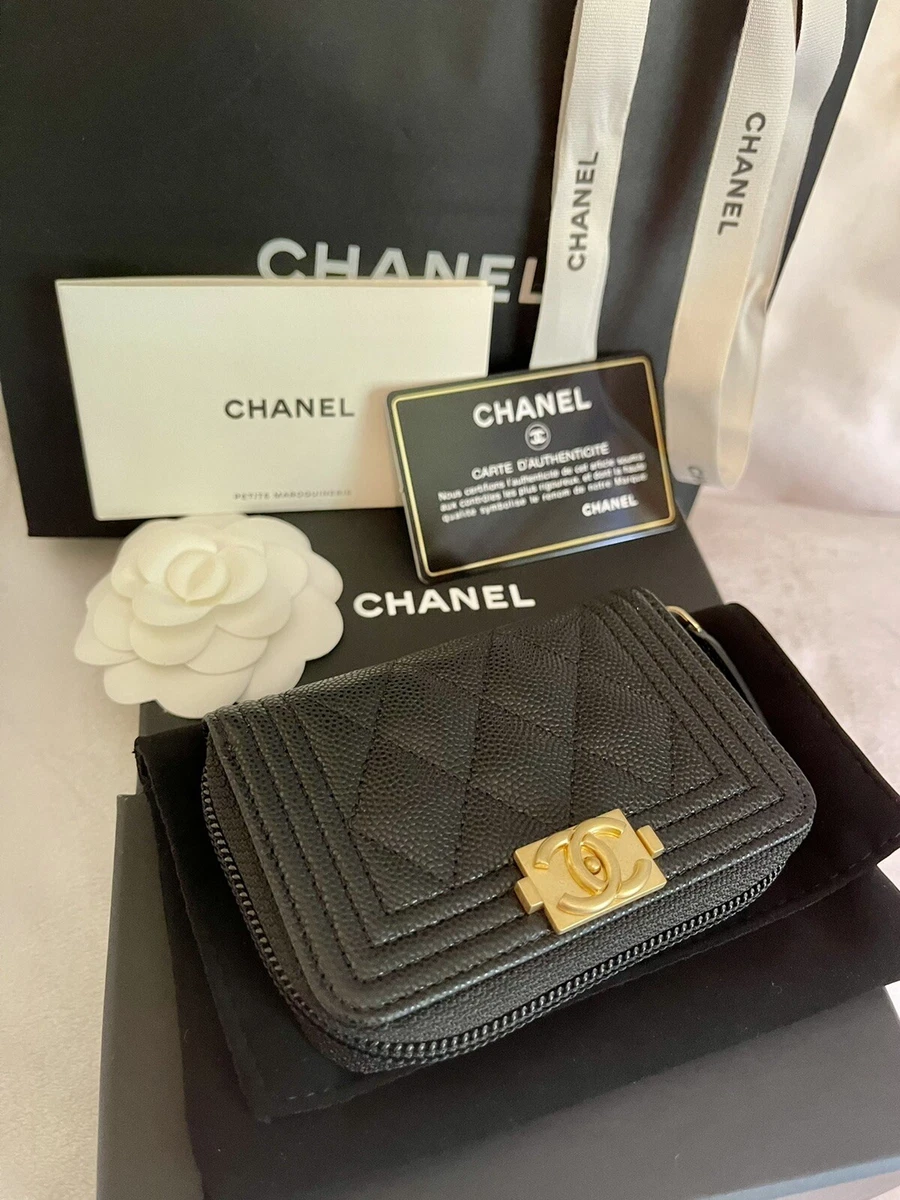 CHANEL Caviar Quilted Large Gusset Zip Around Wallet Black 1247194