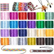 HTVRONT 25 Rolls Nylon String for Bracelets, 1.5mm Satin Silk 25 Colors 