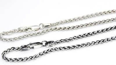 Hand Made 925 Sterling Silver Wheat Profiled Wire Chain Thickness 3mm-All length