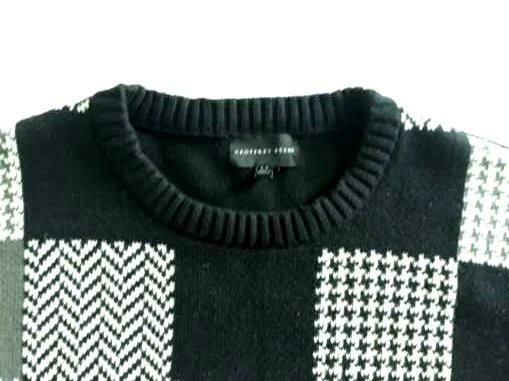 Geoffrey Beene Men's 100% Cotton Knit Sweater Pullover Size LT Black White Grey  - Image 2 of 4