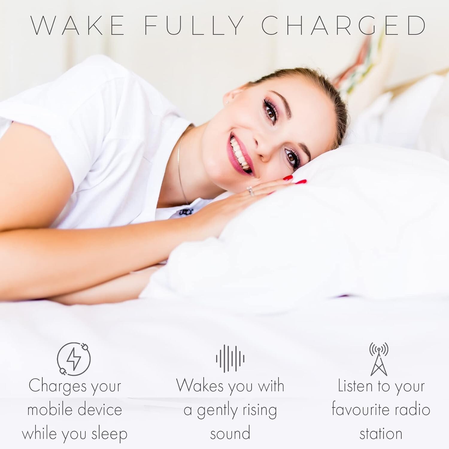PHILIPS FM Radio Alarm Clock with USB Charging Port, Battery, NEW