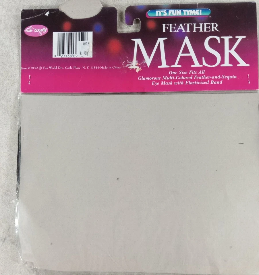 Eye Mask Feather and Sequin Mask with Elasticized Band Multicolor One Size  - Image 2 of 3