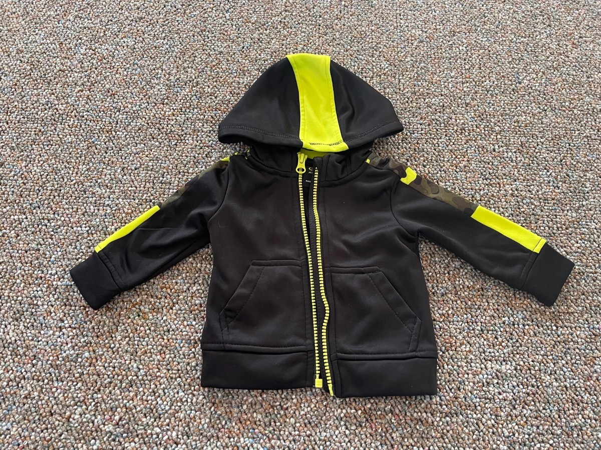 Athletic Works Boys Yellow Black Hooded Zip Up Sweatshirt 3-6M