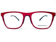 NEW Emporio Armani EA3133 5666 Mens Black/Red Rectangle Eyeglasses Frames 55/19