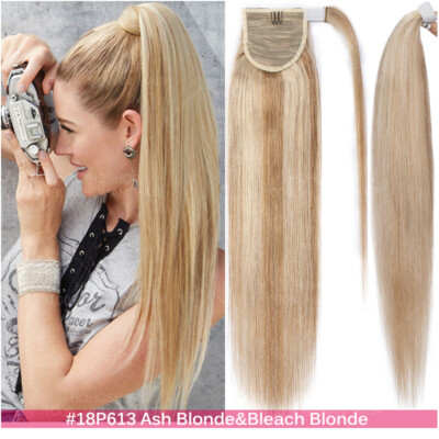 Clip In REMY Echthaar Pferdeschwanz Hair Ponytail Extensions Zopf Glatt 35-55cm
