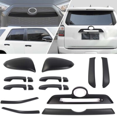 16x For 4Runner 14+ Matte Black Exterior Decoration Door Mirrors Trims Full Set