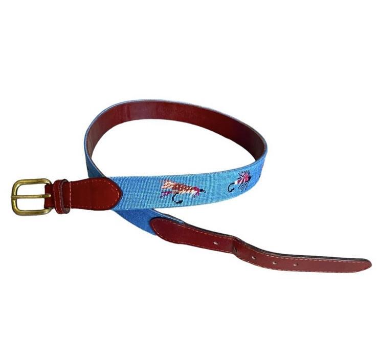 SMATHERS & BRANSON Fishing Flies Needlepoint Belt Siz… Gem