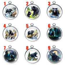Black Bear Charms, Color, Glass Cabochon Charms